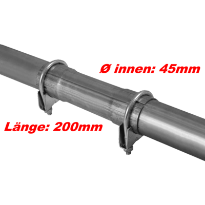 Ø 45x200mm Universal Reparaturrohr Rohr mit Aufweitung Auspuff Schelle